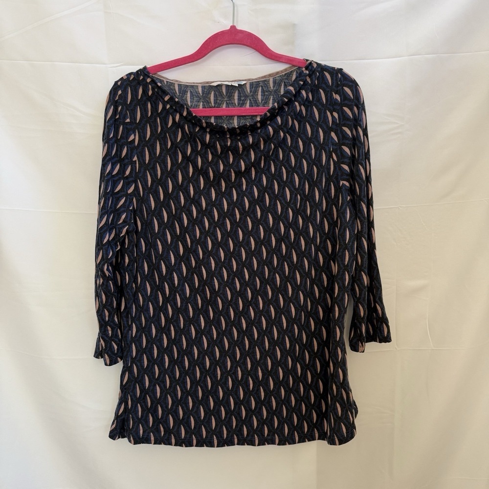Boden Women's UK 22 US 18 Geometric 3/4 Sleeve Knit Tunic Top